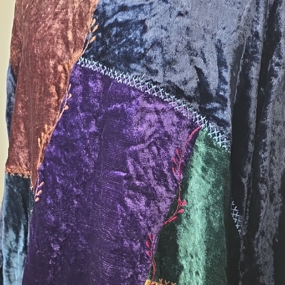 Le Château Vintage 90s Patchwork Velvet Long Sleeve Top – Size M - Picture 5 of 7
